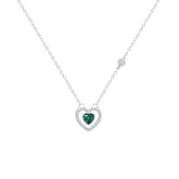 Asfour Crystal Jewelry Set Of Necklace & Earrings With Emerald Heart Design In 925 Sterling Silver -SM0016-G
